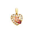 14K Two Tone Goldone CZ 15 Years Pendant / Half Set