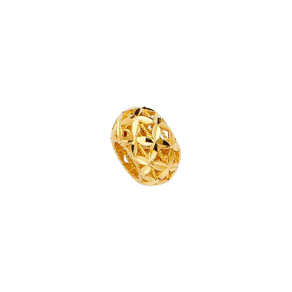 14K Yellow Gold Filigree Oval Slider For Mix & Match Bracelet