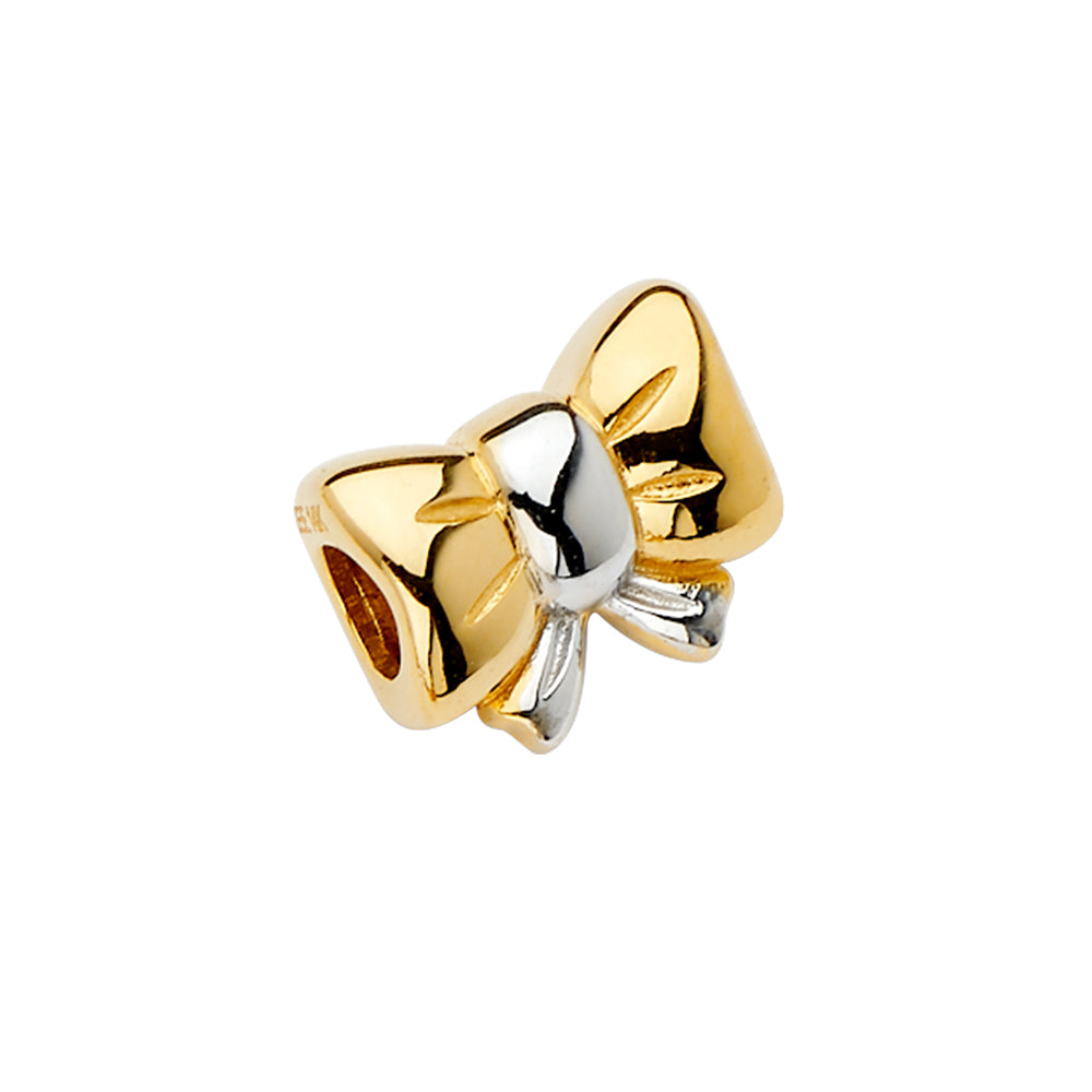 14K Two Tone Gold Ribbon Slider For Mix & Match Bracelet