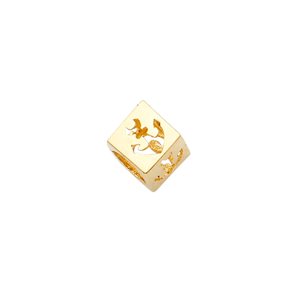 14K Yellow Gold Anchor Dice Slider For Mix & Match Bracelet