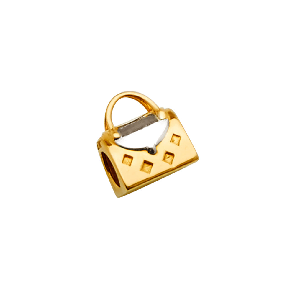 14K Two Tone Gold Hand Bag Slider For Mix & Match Bracelet