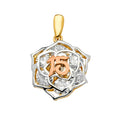 14K Yellow White Rose Goldolor 15 Years Flower Pendant