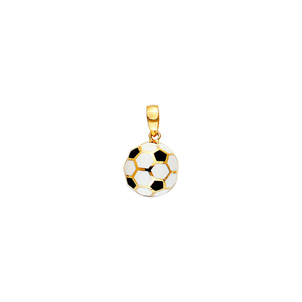 14K Yellow Gold 11 mm Enamel Soccer Ball (Traditonal)