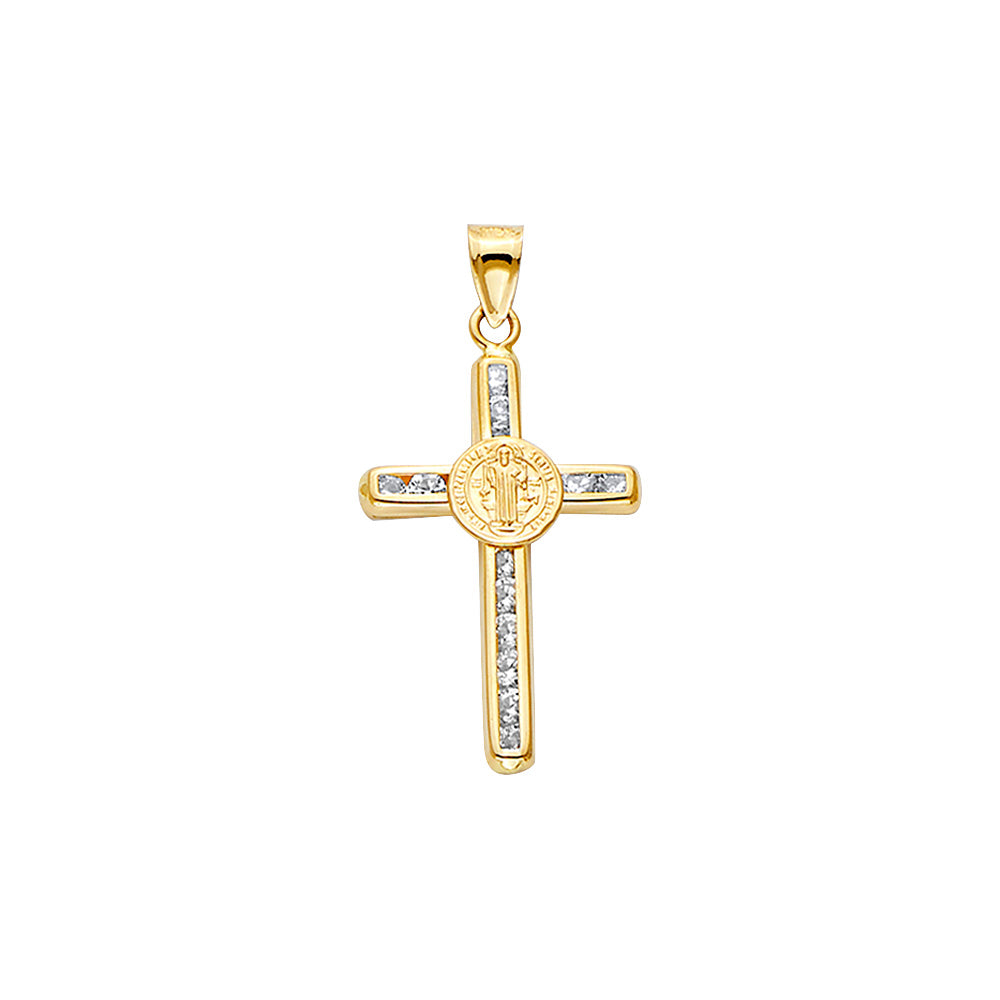 14K Yellow Gold CZ San Benito Cross