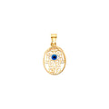 14K Yellow Gold Eveil Eye Hamsa Oval Medal On Mop