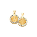 14K Yellow Gold CZ Double Face San Benito Round Medal