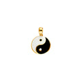 14K Yellow Gold Enamel Yin Yang Medal Pendant