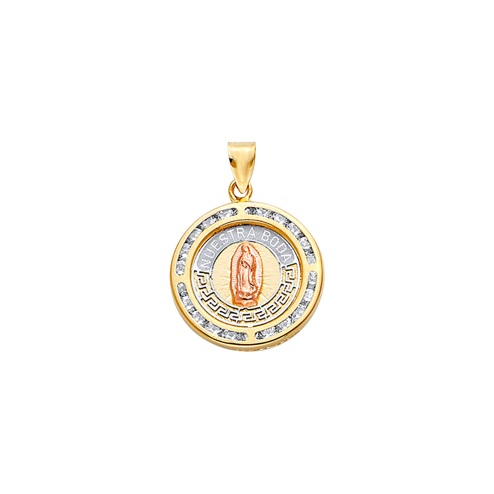 14K Yellow White Rose Gold CZ Round Nuestra Boda Pt W/Guadalue