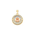 14K Yellow White Rose Gold CZ Round Nuestra Boda Pt W/Jesus