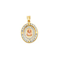 14K Yellow White Rose Gold CZ Oval Nuestra Boda Pt W/Jesus