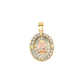 14K Yellow White Rose Gold CZ Oval 15 Anos Pendant