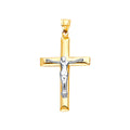 14K Two Tone Gold Hollow Cross With Jesus