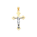 14K Two Tone Gold Diamond Cut Cross With Jesus