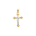 14K Two Tone Gold Hollow Cross With Jesus