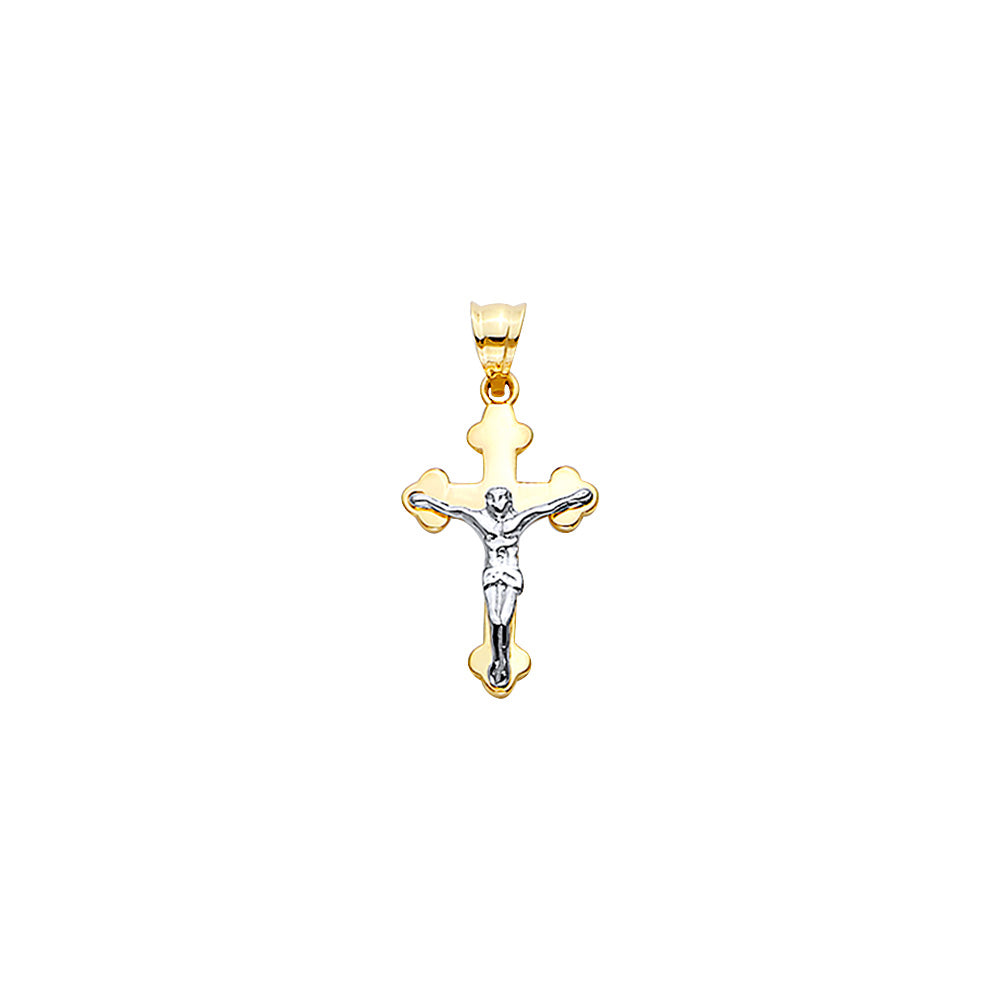 14K Two Tone Gold Cross With Jesus