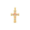 14K Yellow White Rose Gold Hollow Fancy Cross