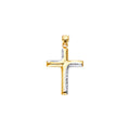 14K Two Tone Gold Hollow Fancy Cross