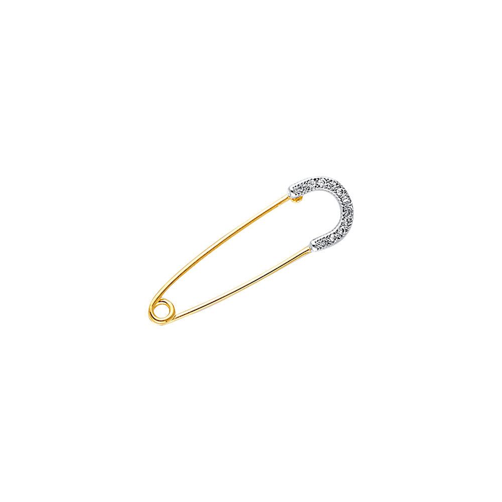 14K Yellow Gold Fancy Pin With CZ