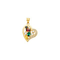 14K Yellow Gold Heart Pendant With Family CZ