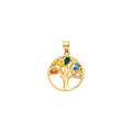 14K Yellow Gold Round Pendant With Family CZ