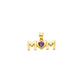 14K Yellow Gold Mom Pendant With CZ