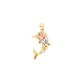 14K Yellow White Rose Gold Hawaiian Flower Dolphin Pendant