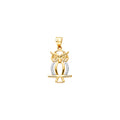 14K Yellow Gold CZ Owl Pendant