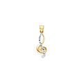 14K Two Tone Gold Diamond Cut Music Note Pendant
