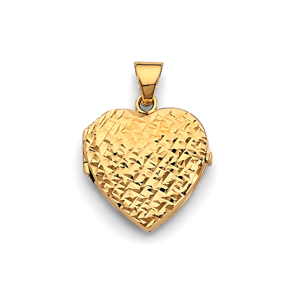 14K Yellow Gold Heart Locket Pendant