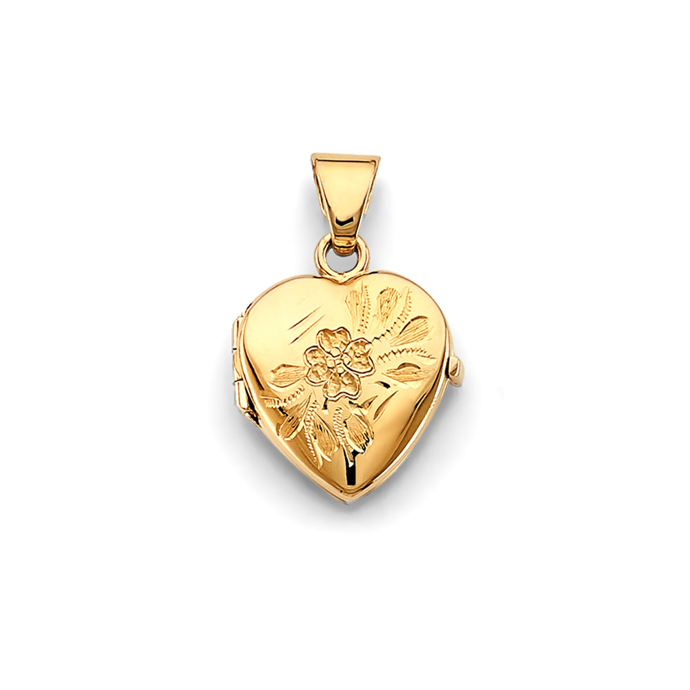 14K Yellow Gold Heart Locket Pendant