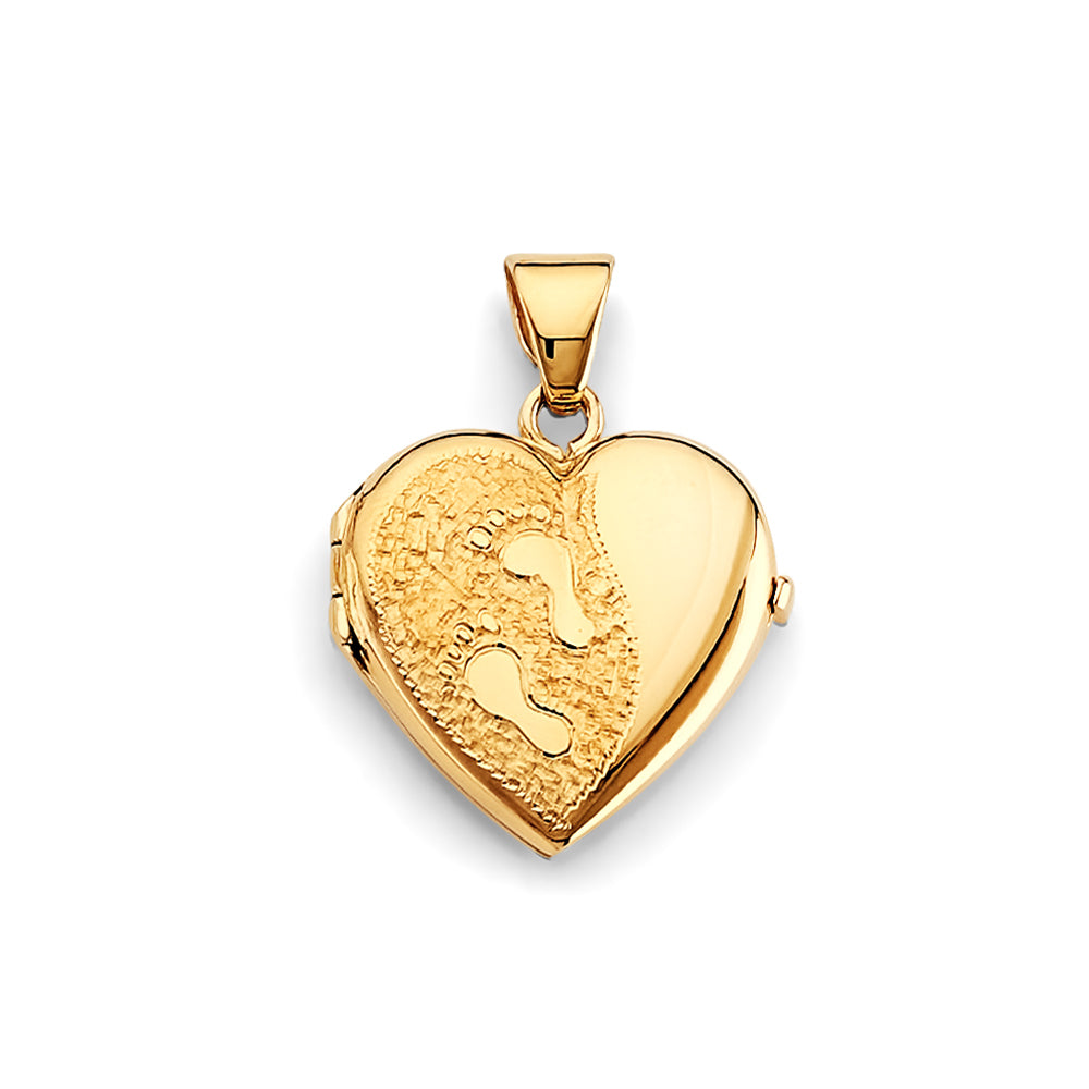 14K Yellow Gold Heart Locket Pendant