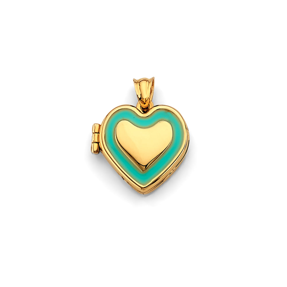 14K Yellow Gold Heart Locket Pendant
