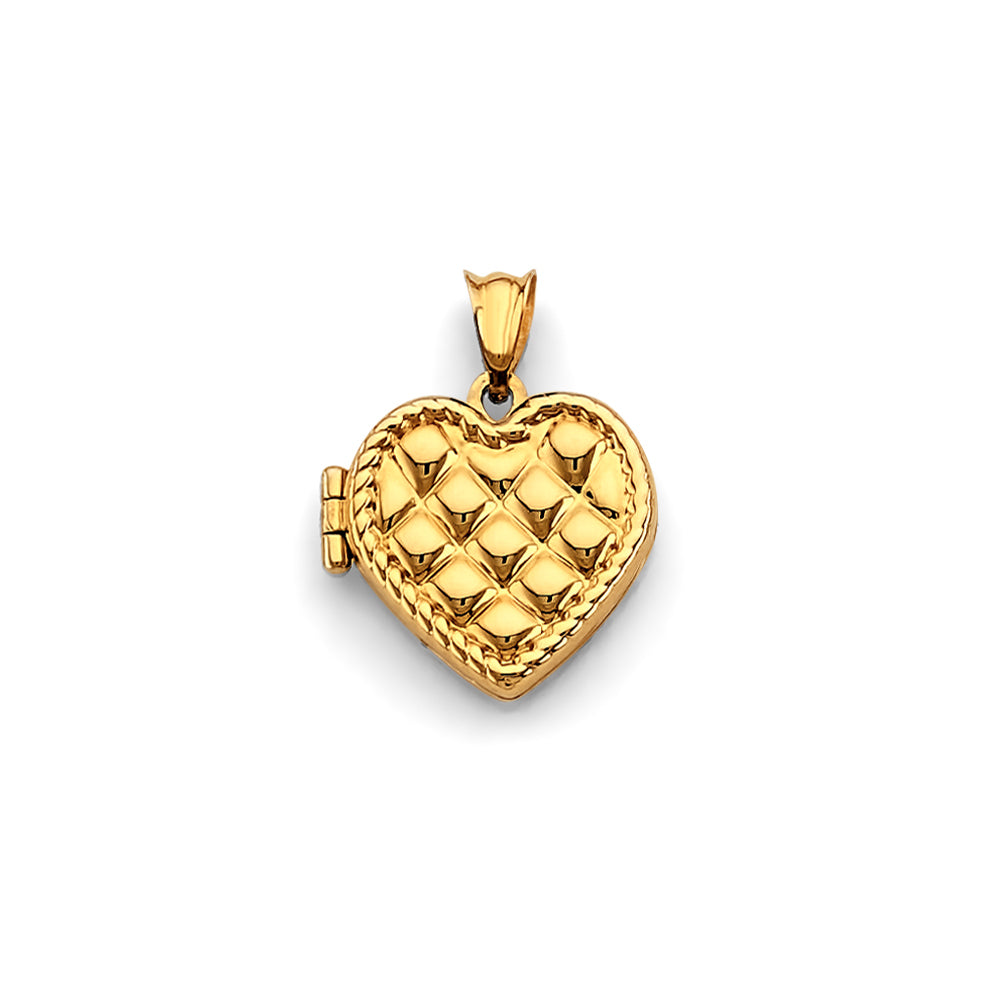 14K Yellow Gold Heart Locket Pendant