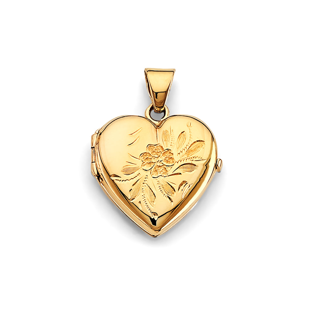 14K Yellow Gold Heart Locket Pendant