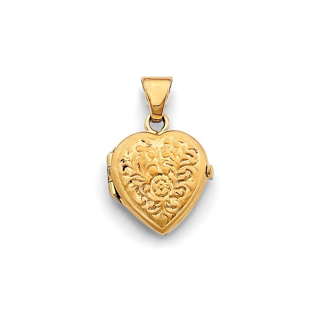 14K Yellow Gold Heart Locket Pendant