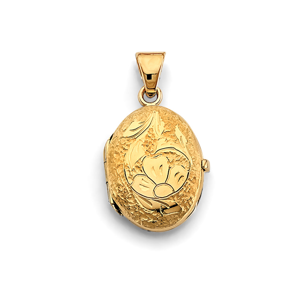 14K Yellow Gold Oval Locket Pendant