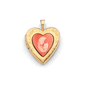 14K Yellow Gold Heart Mother & Baby Locket Pendant