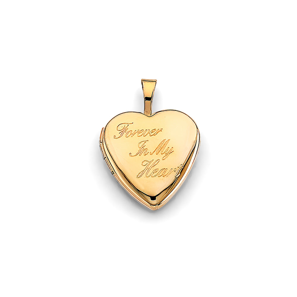 14K Yellow Gold Heart Love Sign Locket Pendant