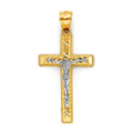 14K Two Tone Gold Crucifix Cross Pendant