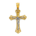 14K Two Tone Gold Crucifix Cross Pendant