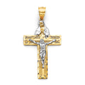 14K Two Tone Gold Crucifix Cross Pendant