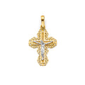 14K Two Tone Gold Crucifix Cross Pendant