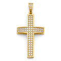 14K Yellow Gold CZ Cross Pendant