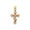 14K Yellow Gold Enamel Cross Pendant