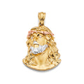 14K Yellow White Rose Gold Jesus Christ Head Pendant