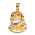 14K Yellow White Rose Gold Jesus Christ Head Pendant