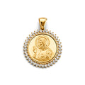 14K Yellow Gold CZ Round Jesus Christ Pendant