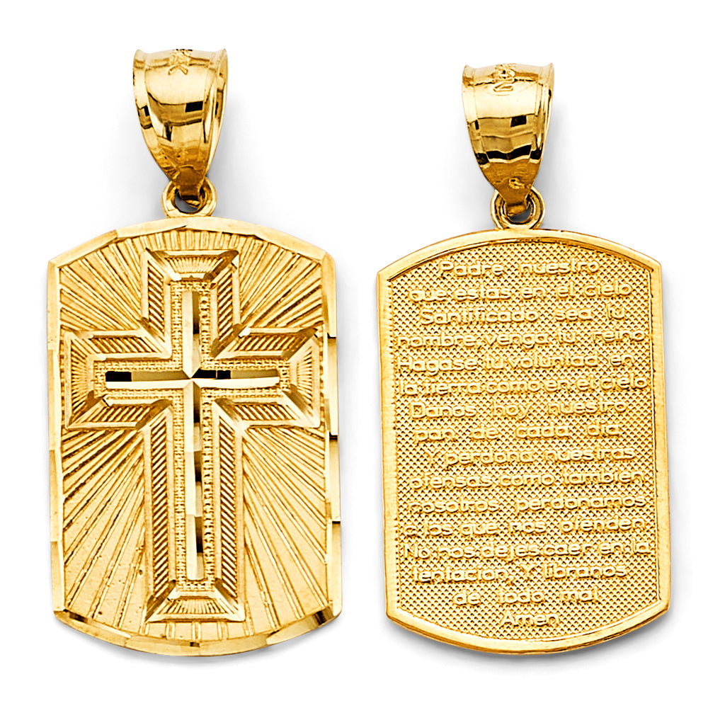 14K Yellow Gold Lord'S Prayer In Spanish Pendant