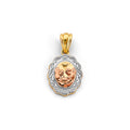 14K Yellow White Rose Gold Oval Baptism Pendant