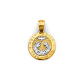 14K Two Tone Gold Round Holy Family Pendant